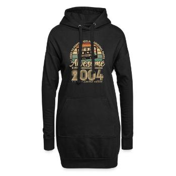 Jahrgang 2004 Geburtstagsgeschenk Geboren 2004 - Hoodie-Kleid - Schwarz - Vorne