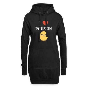 Humour bébé poussin - Sweat-shirt à capuche long Femme - noir - Devant