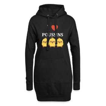 Humour petit poussin - Sweat-shirt à capuche long Femme - noir - Devant