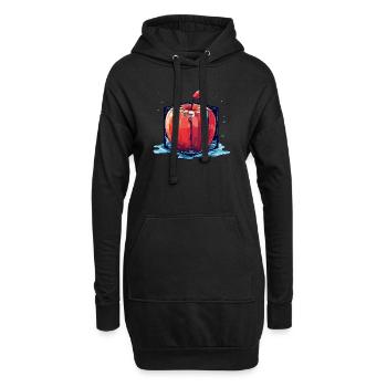 Würfel Apfel Cube Apple - Hoodie-Kleid - Schwarz - Vorne