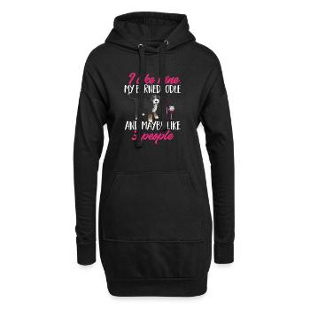 Bernedoodle Dog - Hoodie Dress - black - Front