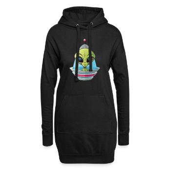 Une tête d’extraterrestre regarde hors du vaisseau spatial - Sweat-shirt à capuche long Femme - noir - Devant