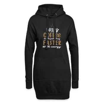 Café - Sweat-shirt à capuche long Femme - noir - Devant