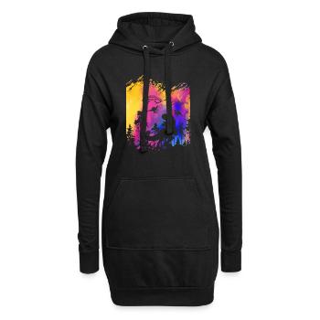 Enlèvement d’OVNI par un dinosaure extraterrestre - Sweat-shirt à capuche long Femme - noir - Devant