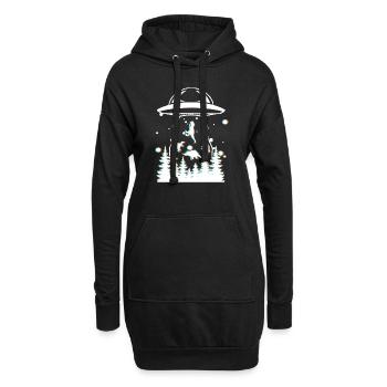 Enlèvement d’OVNI par un dinosaure extraterrestre - Sweat-shirt à capuche long Femme - noir - Devant
