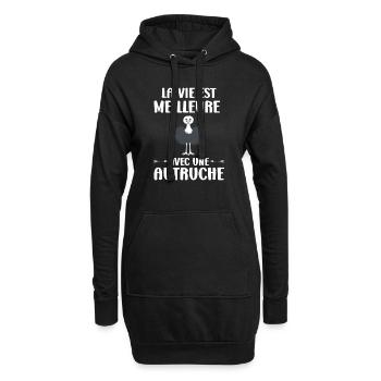 Humour autruche - Sweat-shirt à capuche long Femme - noir - Devant