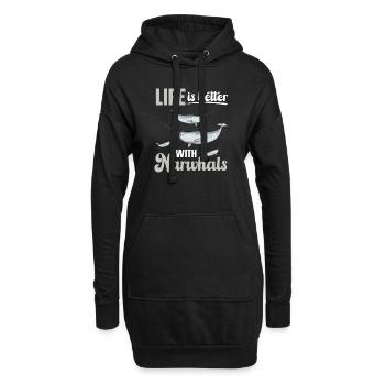 Narval Licorne Baleine - Sweat-shirt à capuche long Femme - noir - Devant