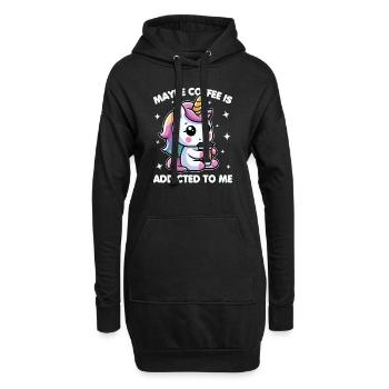 Peut-être que le café est accro à moi Licorne Drôle - Sweat-shirt à capuche long Femme - noir - Devant