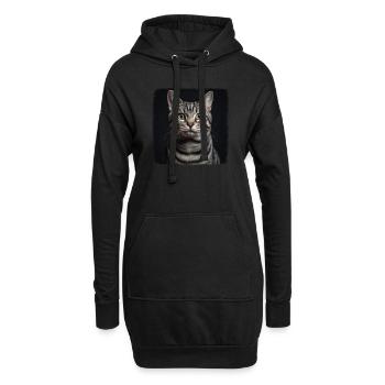 Chat Chats American Shorthair - Sweat-shirt à capuche long Femme - noir - Devant
