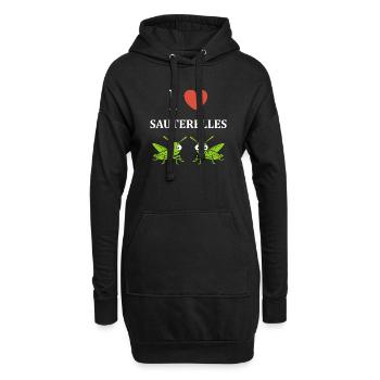 Insecte humour Sauterelle - Sweat-shirt à capuche long Femme - noir - Devant