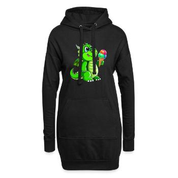 Drache mit Eis Comic - Hoodie-Kleid - Schwarz - Vorne