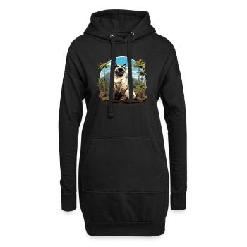 Chat balinais Balinesenkatze - Sweat-shirt à capuche long Femme - noir - Devant