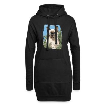 Chat balinais Balinesenkatze - Sweat-shirt à capuche long Femme - noir - Devant