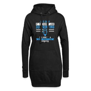 3D Drucker 3D Druck - Hoodie-Kleid - Schwarz - Vorne