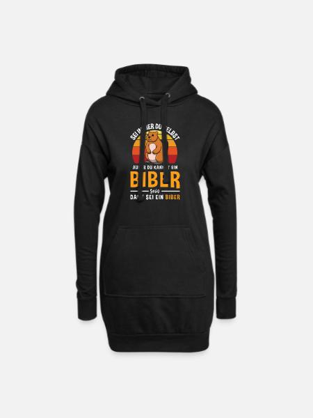 Biberliebhaber Nagetier Retro Biber - Hoodie-Kleid - Schwarz