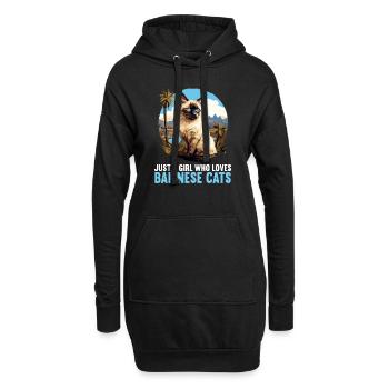 Chat balinais Balinesenkatze - Sweat-shirt à capuche long Femme - noir - Devant