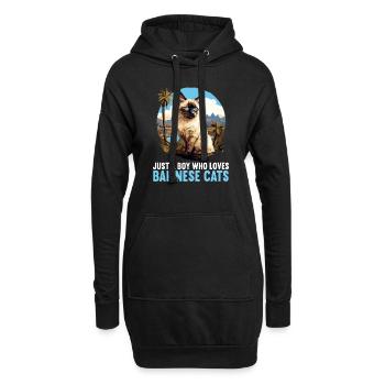 Chat balinais Balinesenkatze - Sweat-shirt à capuche long Femme - noir - Devant
