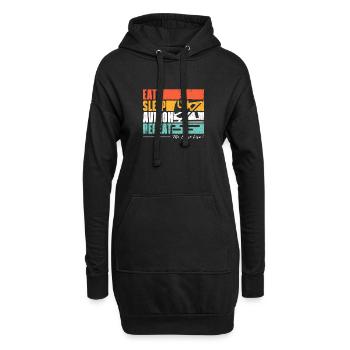Essen, schlafen, rudern, wiederholen. Für ein Rudergerät - Hoodie-Kleid - Schwarz - Vorne