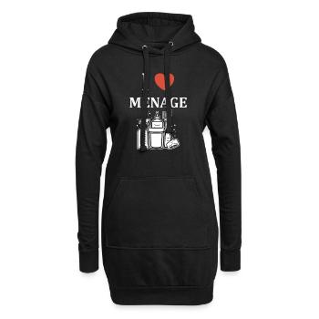 Humour faire le ménage - Sweat-shirt à capuche long Femme - noir - Devant