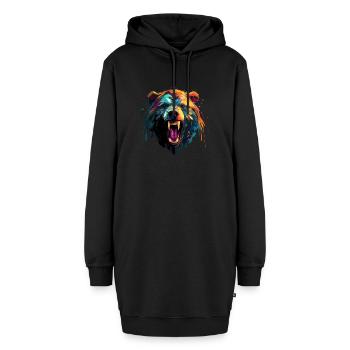Ours grizzli - Sweat-shirt à capuche long Femme - noir - Devant