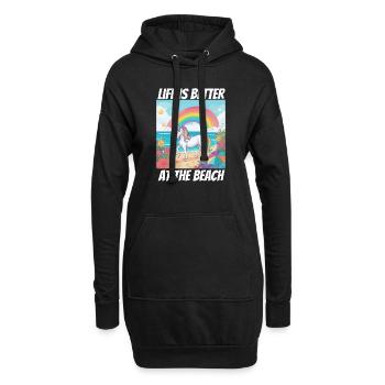 La vie est plus belle à la plage Licorne - Sweat-shirt à capuche long Femme - noir - Devant