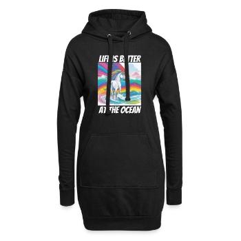La vie est meilleure à la licorne de l’océan - Sweat-shirt à capuche long Femme - noir - Devant