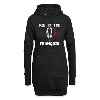 Je suis français - Sweat-shirt à capuche long Femme - noir - Devant