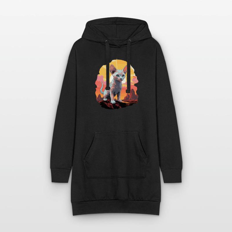 Chaton Devon Rex Chat Devon Rex Sweat-shirt à capuche long Femme