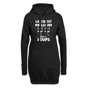 Humour loup - Sweat-shirt à capuche long Femme - noir - Devant