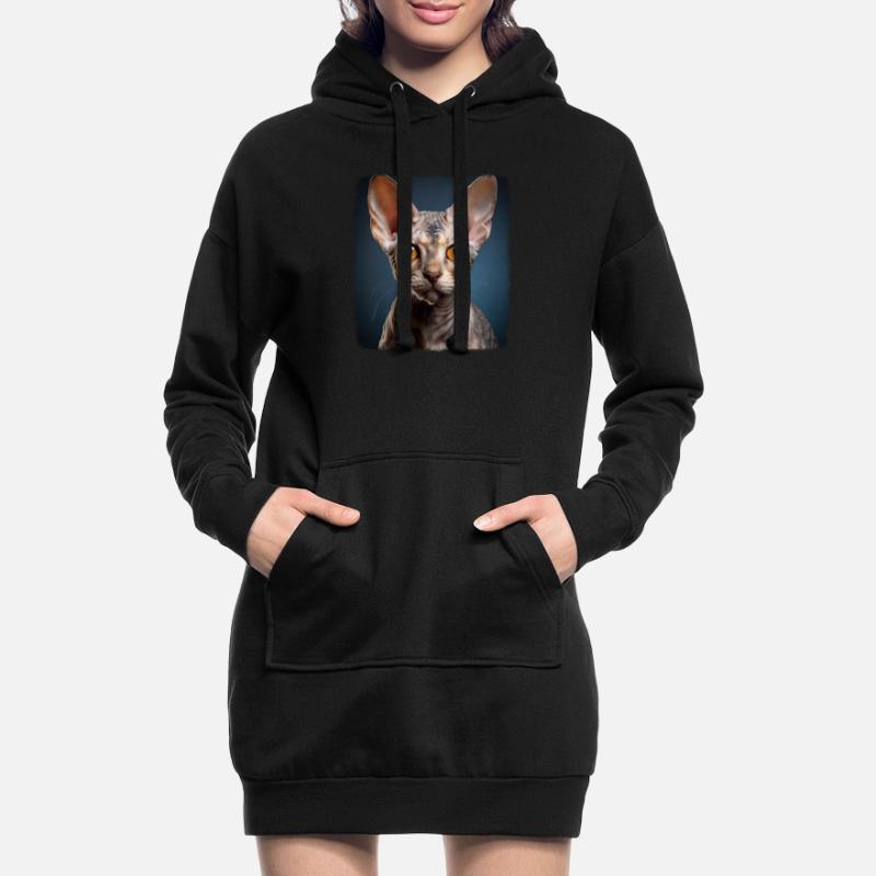 Chaton Devon Rex Chat Devon Rex Sweat-shirt à capuche long Femme