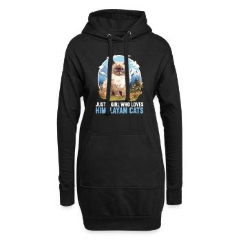 Chat de l’Himalaya Colourpoint Katze - Sweat-shirt à capuche long Femme - noir - Devant