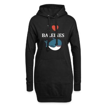 Baleines bleu Amour baleine - Sweat-shirt à capuche long Femme - noir - Devant