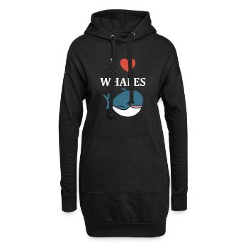 Baleines bleu Amour baleine - Sweat-shirt à capuche long Femme - noir - Devant