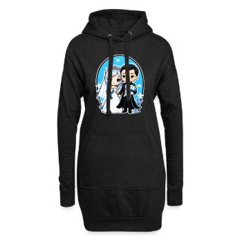 just married - pour mariage - Sweat-shirt à capuche long Femme - noir - Devant