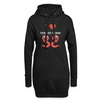 Humour ver de terre - Sweat-shirt à capuche long Femme - noir - Devant