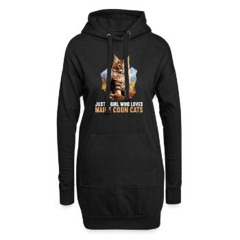 Maine Coon Kätzchen Maine Coon Katze - Hoodie-Kleid - Schwarz - Vorne