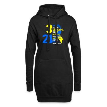 21.03. Welt-Down-Syndrom-Tag Trisomie 21 Blau und - Hoodie-Kleid - Schwarz - Vorne