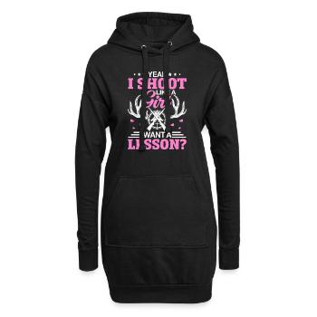 Ouais Je Tire Comme Une Fille Je Veux Une Leçon Drôle - Sweat-shirt à capuche long Femme - noir - Devant