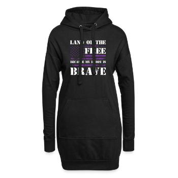 Land der Freien, weil mein Papa mutig ist - Hoodie-Kleid - Schwarz - Vorne