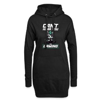 Can't Hear You I'm Gaming Wolf Video Games Gamer - Hoodie Dress - black - Front