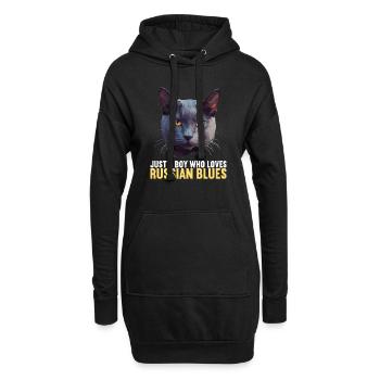 Chat bleu russe Russisch Blau Katze - Sweat-shirt à capuche long Femme - noir - Devant