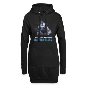 Chat bleu russe Russisch Blau Katze - Sweat-shirt à capuche long Femme - noir - Devant