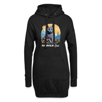 Chat bleu russe Russisch Blau Katze - Sweat-shirt à capuche long Femme - noir - Devant