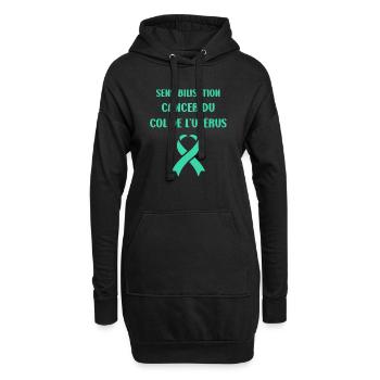 Sensibilisation au cancer du col de l'utérus - Sweat-shirt à capuche long Femme - noir - Devant