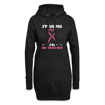 Sensibilisation cancer du sein - Sweat-shirt à capuche long Femme - noir - Devant