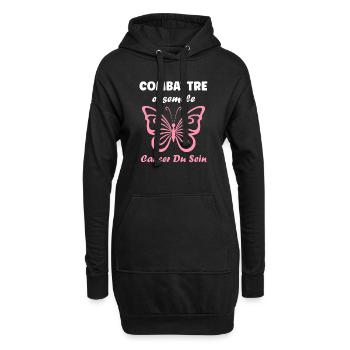 Sensibilisation cancer du sein - Sweat-shirt à capuche long Femme - noir - Devant