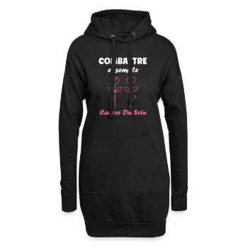 Sensibilisation cancer du sein - Sweat-shirt à capuche long Femme - noir - Devant