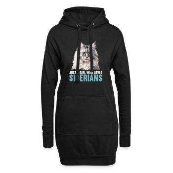 Chat Sibérien Sibirische Katze - Sweat-shirt à capuche long Femme - noir - Devant