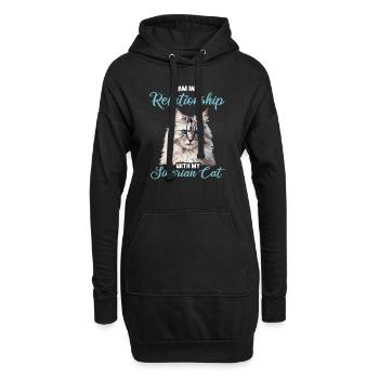 Chat Sibérien Sibirische Katze - Sweat-shirt à capuche long Femme - noir - Devant