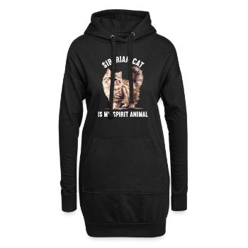 Chat Sibérien Sibirische Katze - Sweat-shirt à capuche long Femme - noir - Devant